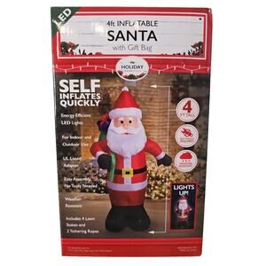Christmas decorations outdoor. 4ft Self Inflatable Santa With Gift Bag‎ From...